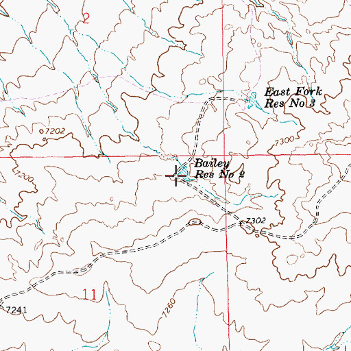 Topographic Map of Bailey Reservoir Number 2, WY