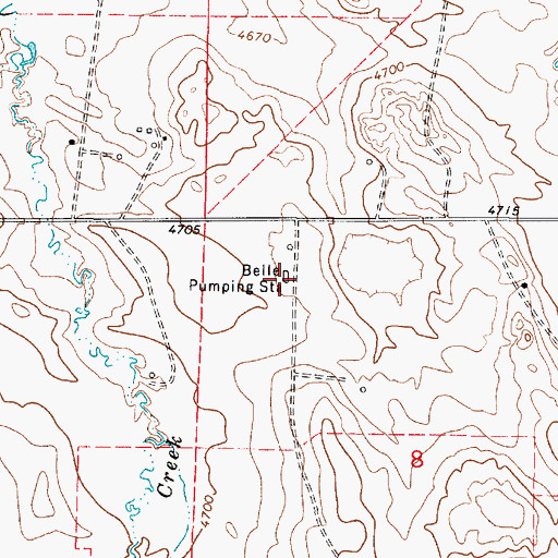 Topographic Map of Belle Pumping Station, WY