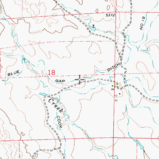 Topographic Map of Blue Gap Ditch Number 19, WY