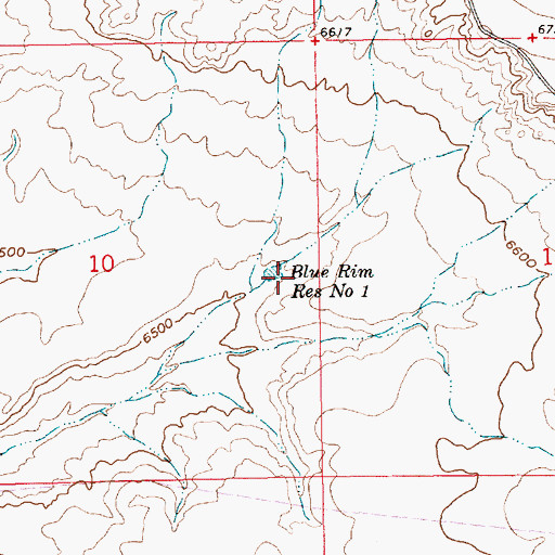 Topographic Map of Blue Rim Reservoir Number 1, WY