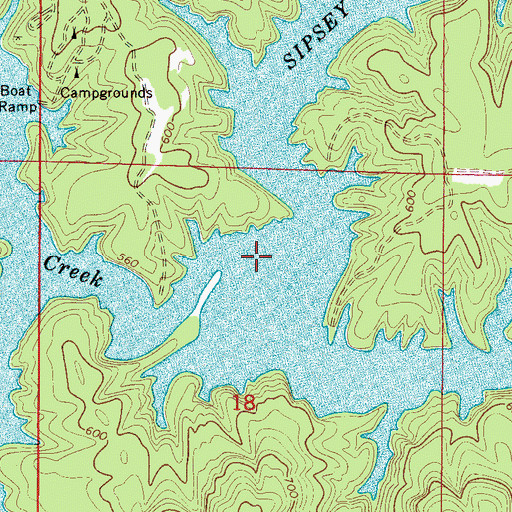 Topographic Map of Rockhouse Creek, AL