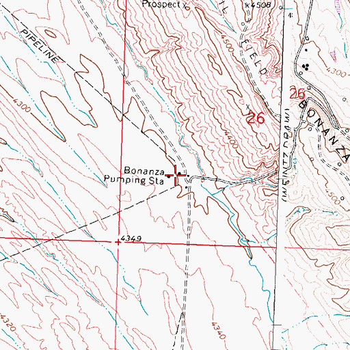 Topographic Map of Bonanza Pumping Station, WY