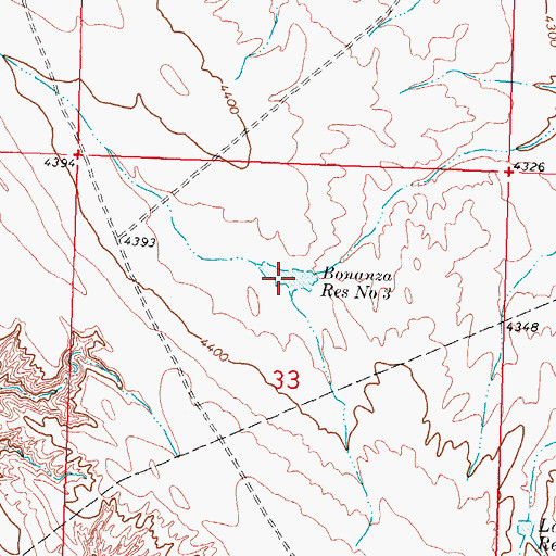 Topographic Map of Bonanza Reservoir Number 3, WY
