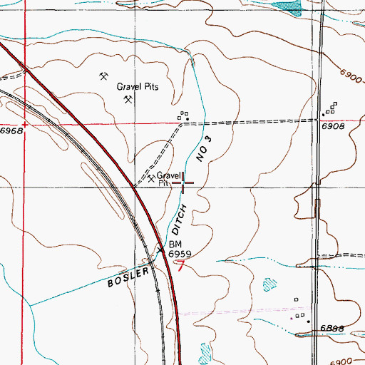 Topographic Map of Bosler Ditch Number 3, WY