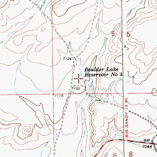 Topographic Map of Boulder Lake Reservoir Number 4, WY