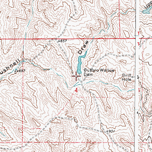 Topographic Map of Buffalo Wallow Dam, WY