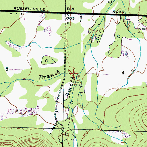 Topographic Map of Rocky Branch, AL