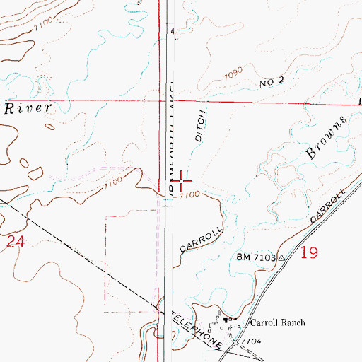 Topographic Map of Carroll Ditch Number 2, WY