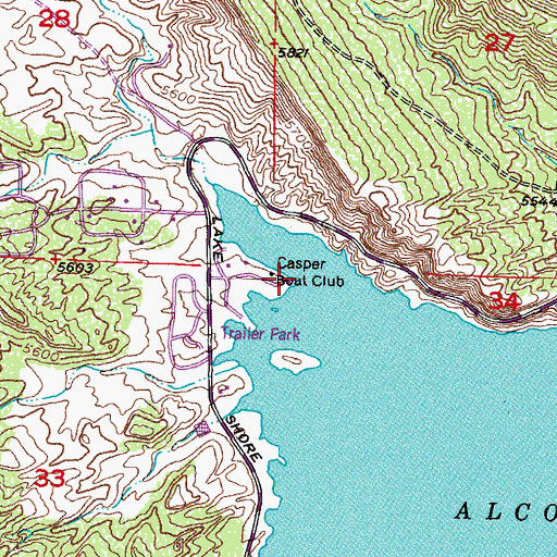 Topographic Map of Casper Boat Club, WY