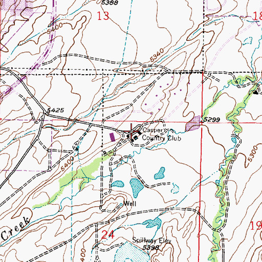 Topographic Map of Casper Country Club, WY