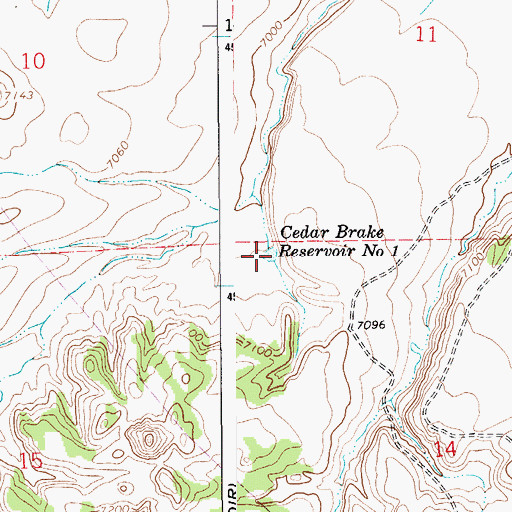 Topographic Map of Cedar Brake Reservoir Number 1, WY