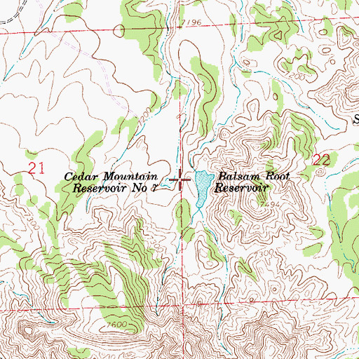 Topographic Map of Cedar Mountain Reservoir Number 7, WY