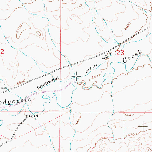 Topographic Map of Chadwick Ditch Number 5, WY