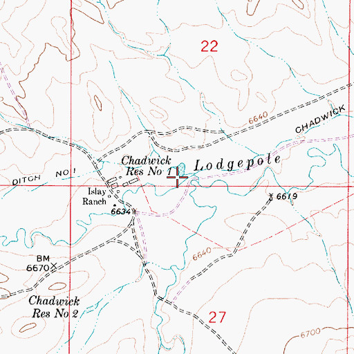 Topographic Map of Chadwick Reservoir Number 1, WY