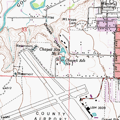 Topographic Map of Chapek Reservoir Number 1, WY