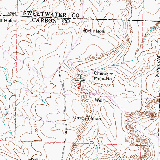 Topographic Map of Cherokee Mine Number 1, WY