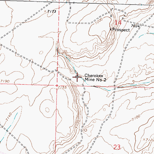 Topographic Map of Cherokee Mine Number 2, WY