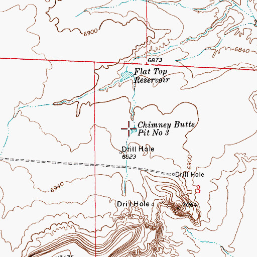 Topographic Map of Chimney Butte Pit Number 3, WY