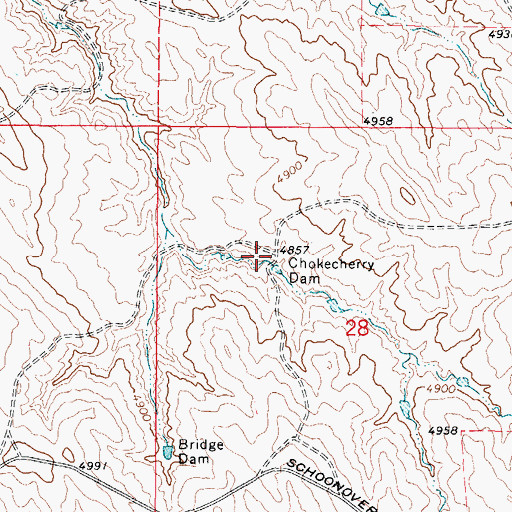 Topographic Map of Chokecherry Dam, WY