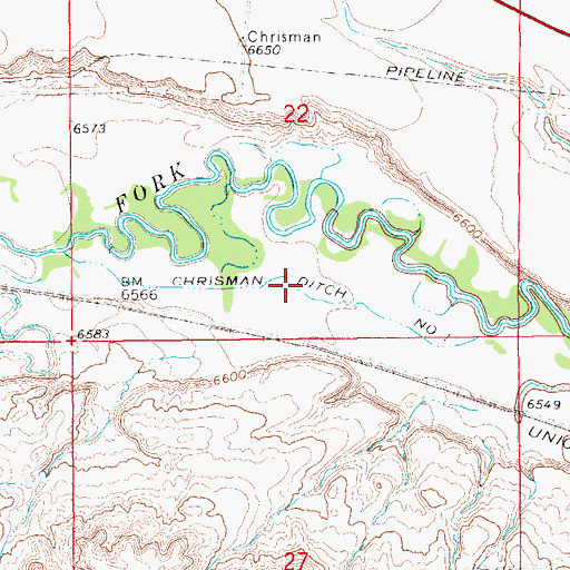 Topographic Map of Chrisman Ditch Number 1, WY
