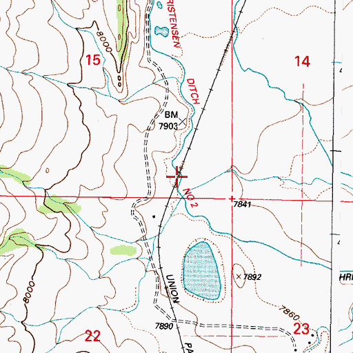 Topographic Map of Christensen Ditch Number 2, WY