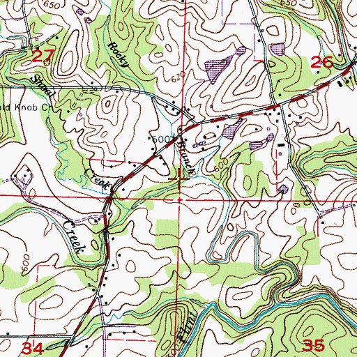 Topographic Map of Rocky Branch, AL