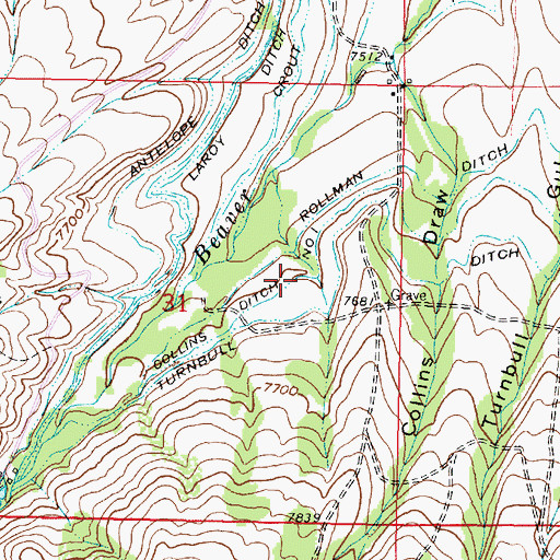 Topographic Map of Collins Ditch Number 1, WY