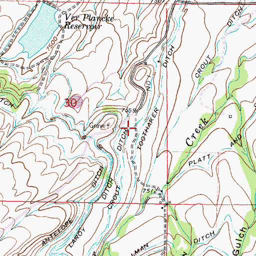 Topographic Map of Crout Ditch Number 1, WY