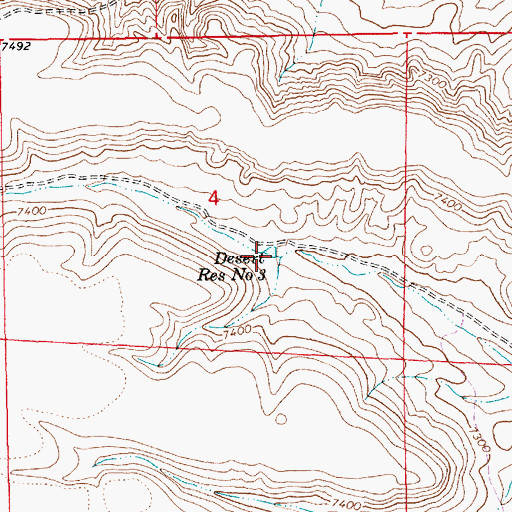 Topographic Map of Desert Reservoir Number 3, WY