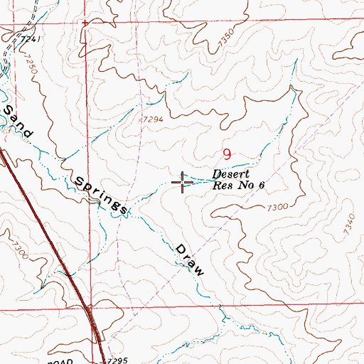 Topographic Map of Desert Reservoir Number 6, WY