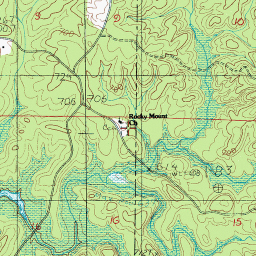 Topographic Map of Rocky Mountain Church, AL