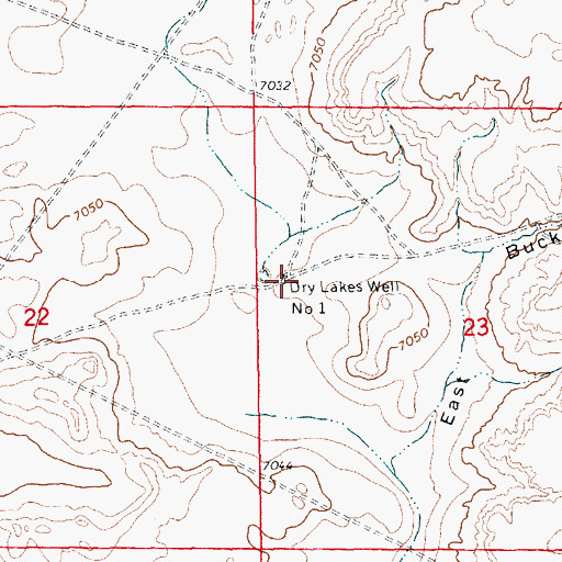 Topographic Map of Dry Lakes Well Number 1, WY