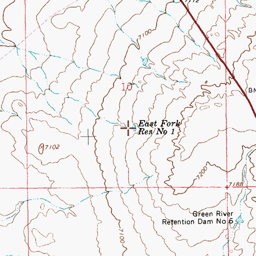 Topographic Map of East Fork Reservoir Number 1, WY