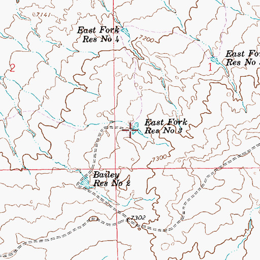 Topographic Map of East Fork Reservoir Number 3, WY