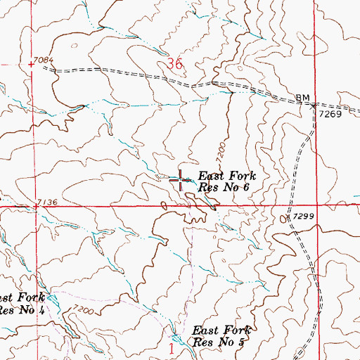 Topographic Map of East Fork Reservoir Number 6, WY