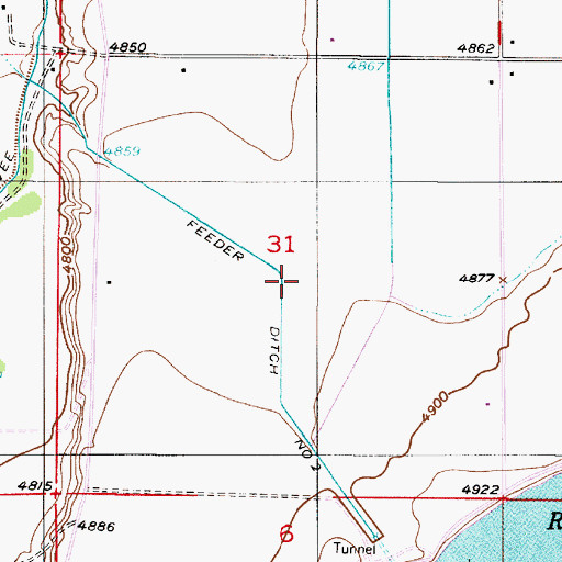 Topographic Map of Feeder Ditch Number 2, WY