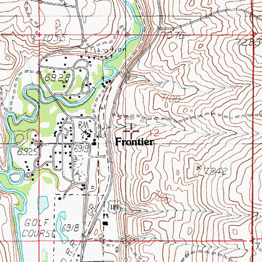 Topographic Map of Frontier Number 1 Mine, WY