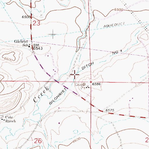 Topographic Map of Gilchrist Ditch Number 4, WY