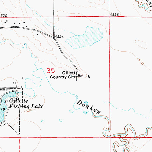 Topographic Map of Gillette Country Club, WY