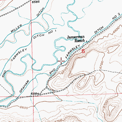 Topographic Map of Graham and Farmsley Ditch Number 2, WY