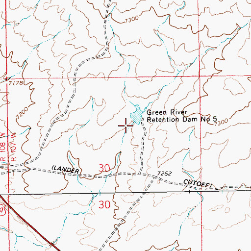 Topographic Map of Green River Retention Dam Number 5, WY
