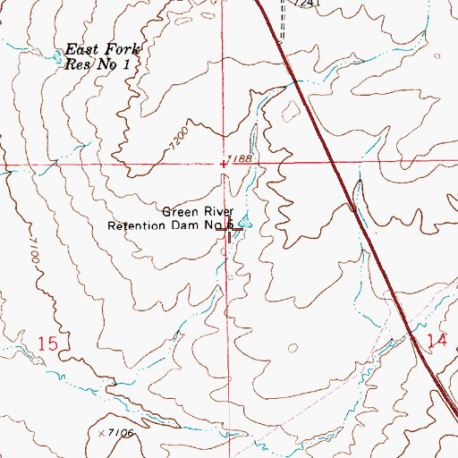 Topographic Map of Green River Retention Dam Number 6, WY