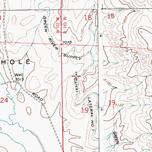 Topographic Map of Green River Supply Canal Lateral Number 1, WY