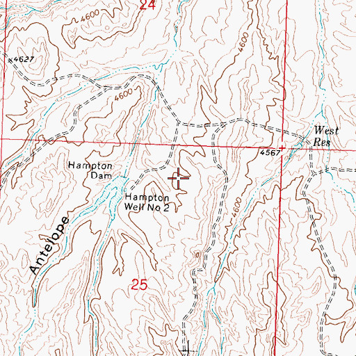 Topographic Map of Hampton Dam, WY