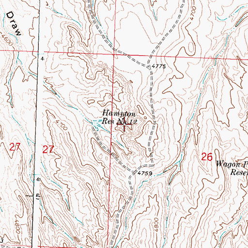 Topographic Map of Hampton Reservoir Number 12, WY