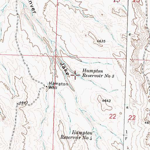 Topographic Map of Hampton Reservoir Number 3, WY