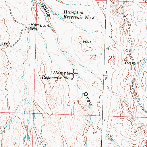 Topographic Map of Hampton Reservoir Number 4, WY