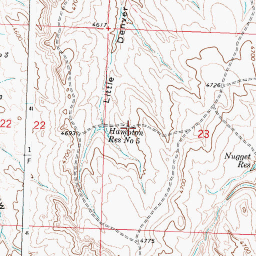 Topographic Map of Hampton Reservoir Number 5, WY