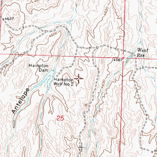 Topographic Map of Hampton Well Number 2, WY