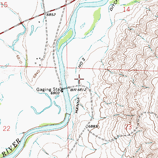 Topographic Map of Hanna Number 2 Ditch, WY
